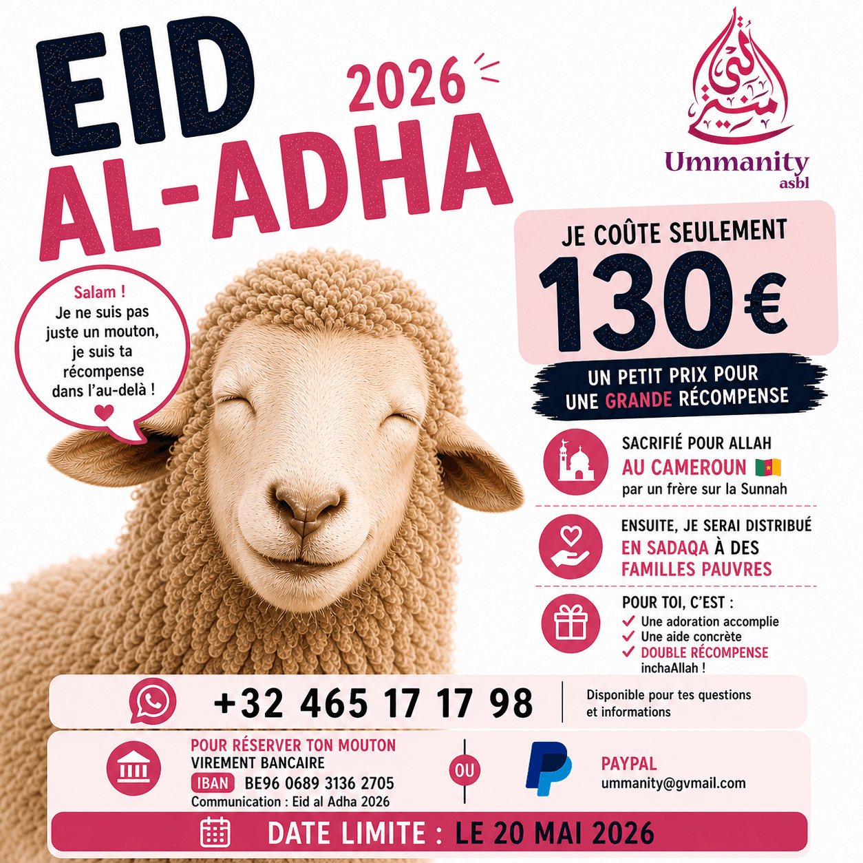 Eid Al-Adha 2026: Qurbani voor 300 families